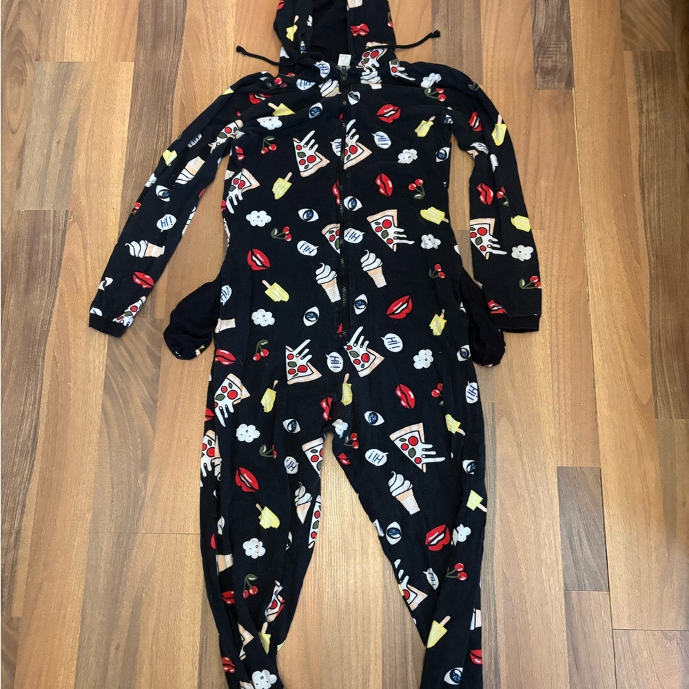Divided Black One Piece with Fun Print